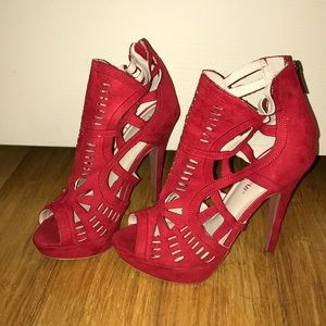 Just fab red platform heels